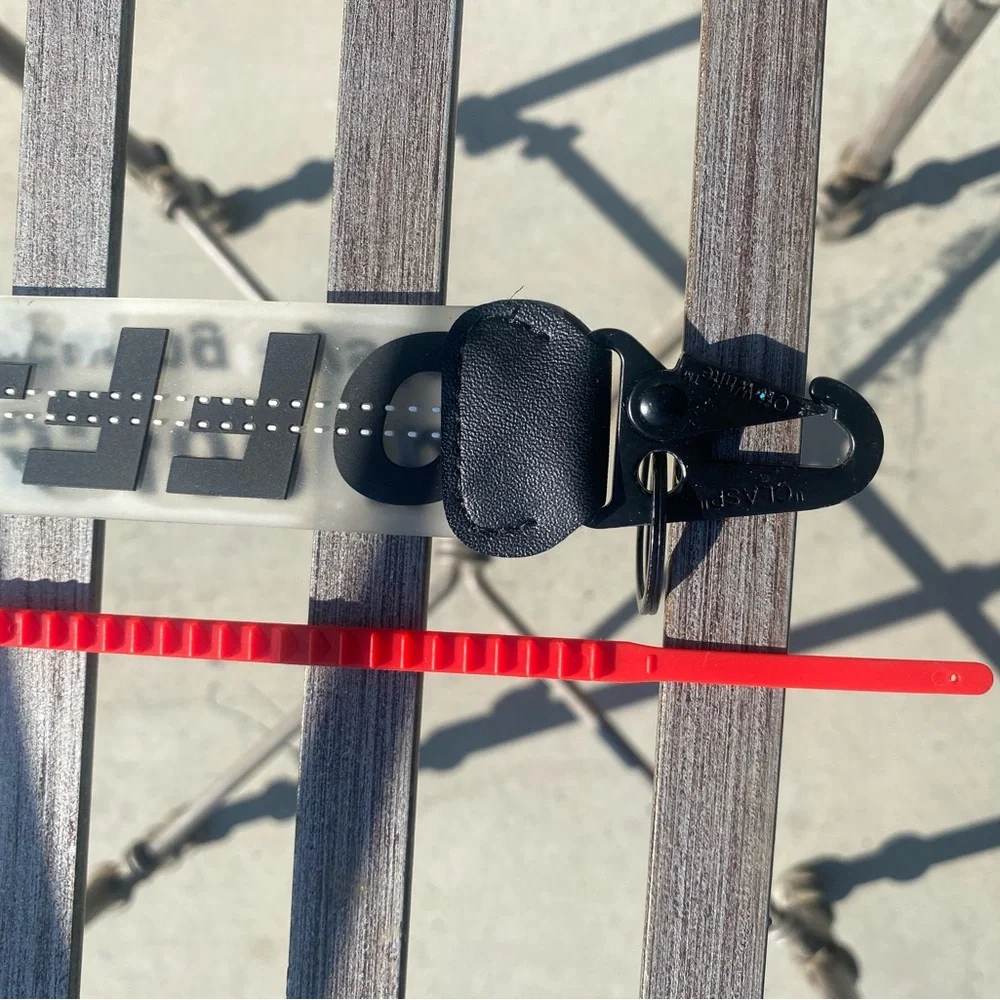Off-White Clear & Black keychain with Red Zip Tie